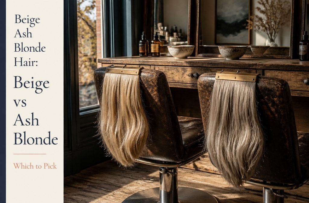 Beige ash blonde hair blending beige and cool ash tones