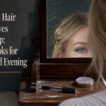 Blonde-haired person with blue eyes and lifted lashes at a bathroom vanity