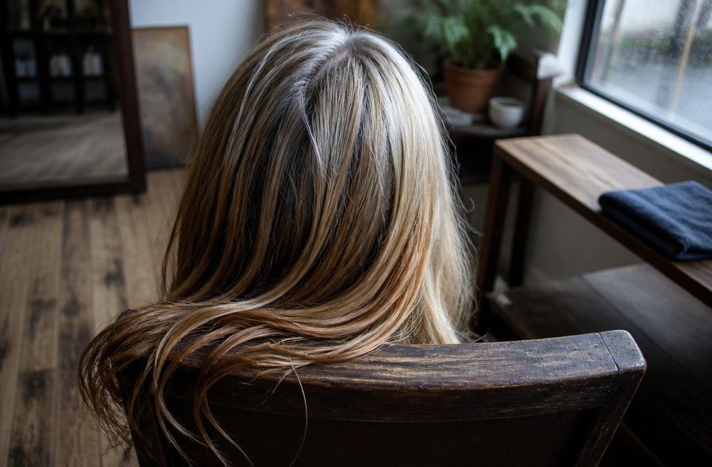 Blonde hair swatches in pale platinum, warm honey and deep brown tones