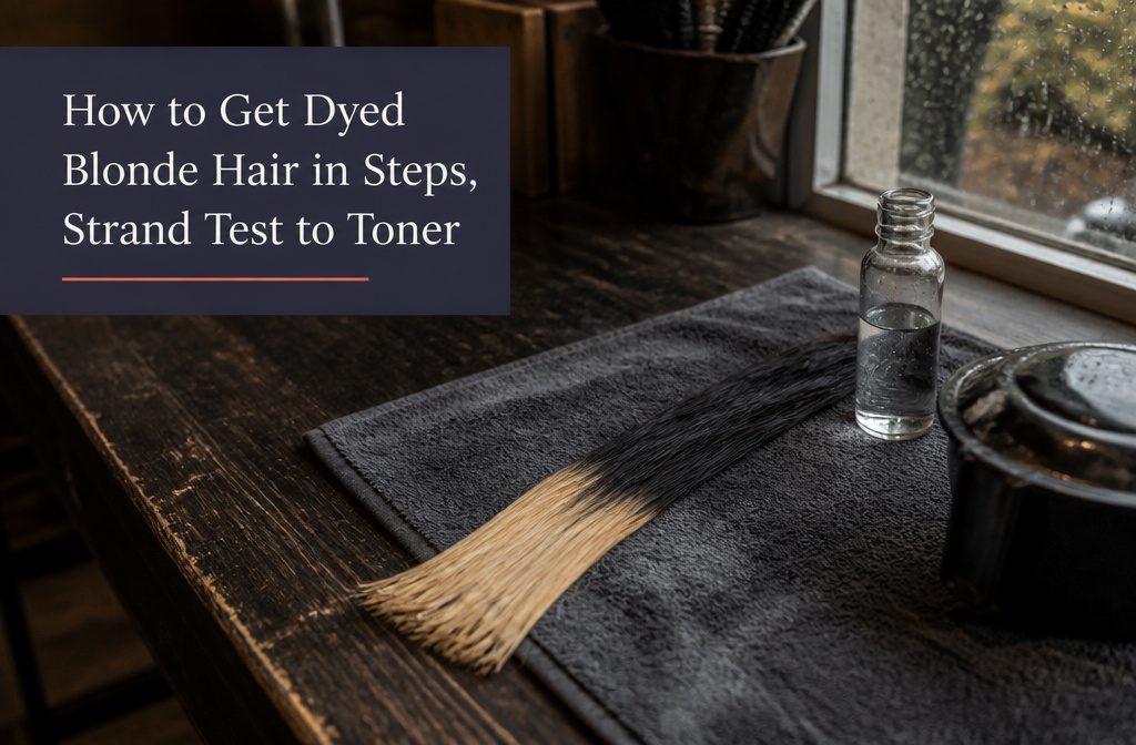 Long dark curly hair rests on a salon towel with dry frayed ends