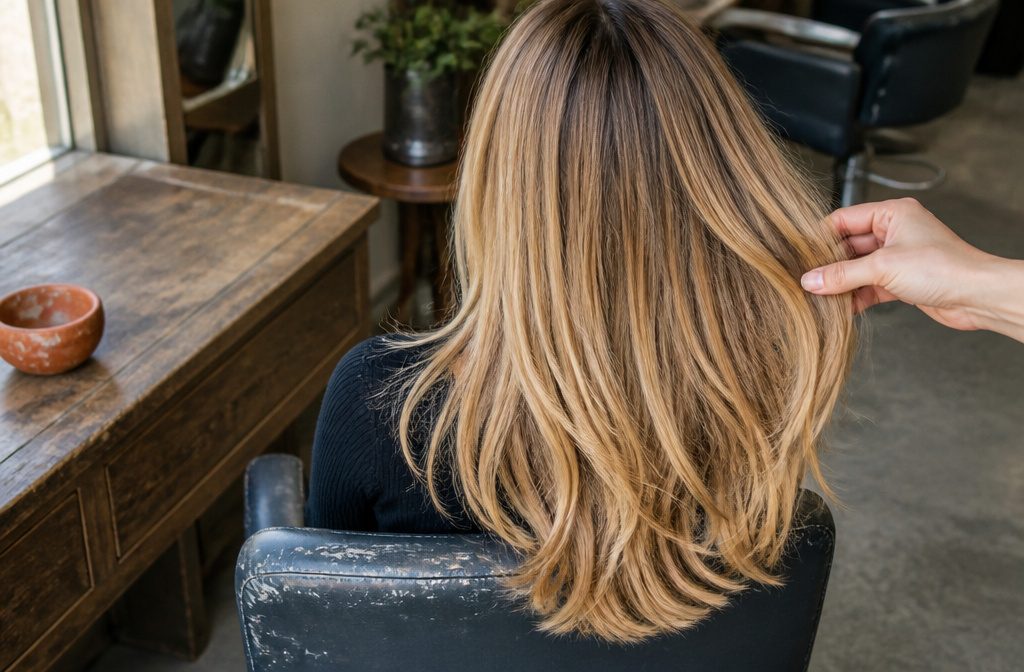 Light blonde hair with bright highlights and soft blended tones