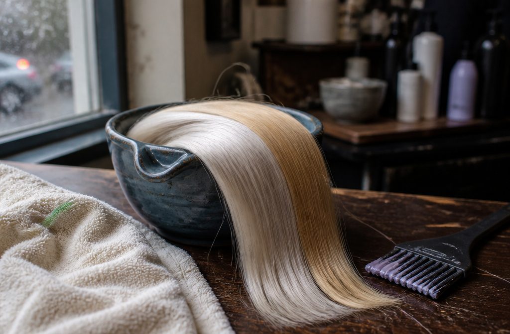 Blonde hair in daylight showing warm yellow, orange, or red tones
