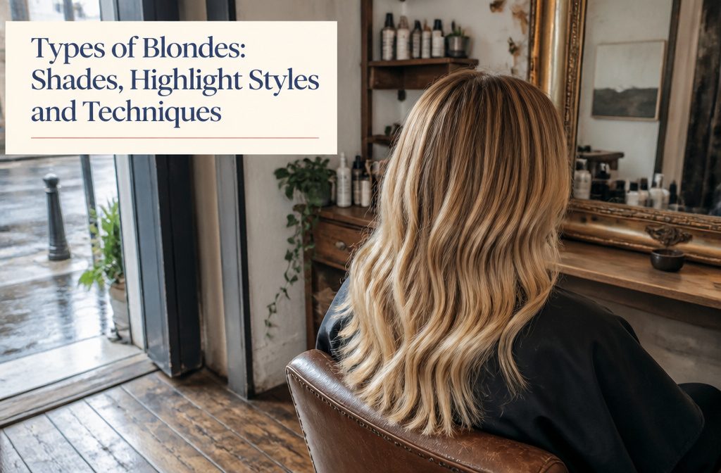 Blonde hair color swatches arranged in warm gold and cool pale shades